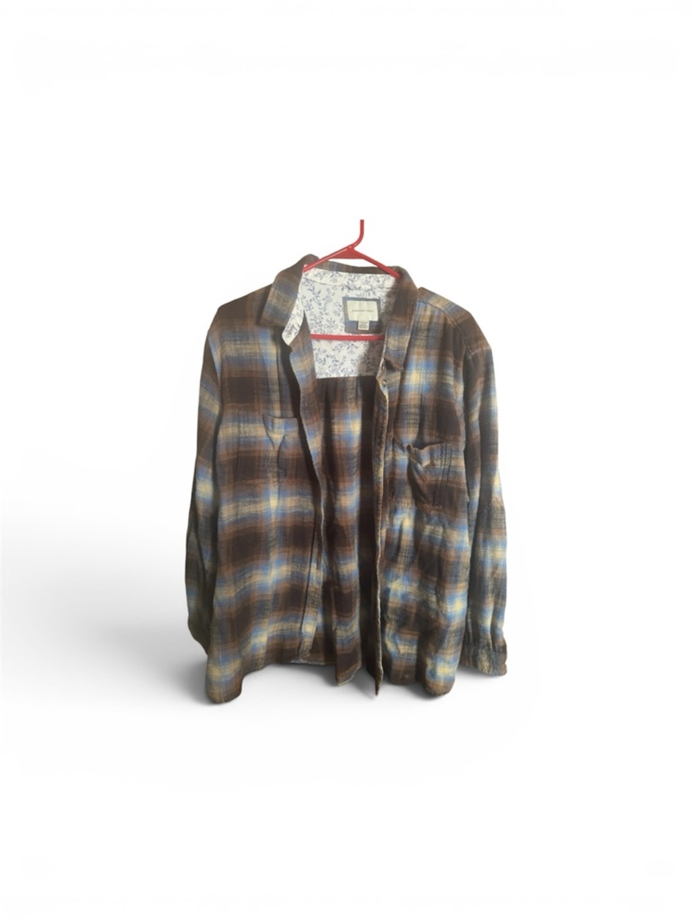 American Eagle Outfitters Women's Plaid Button-Down Shirt - Brown & Blue